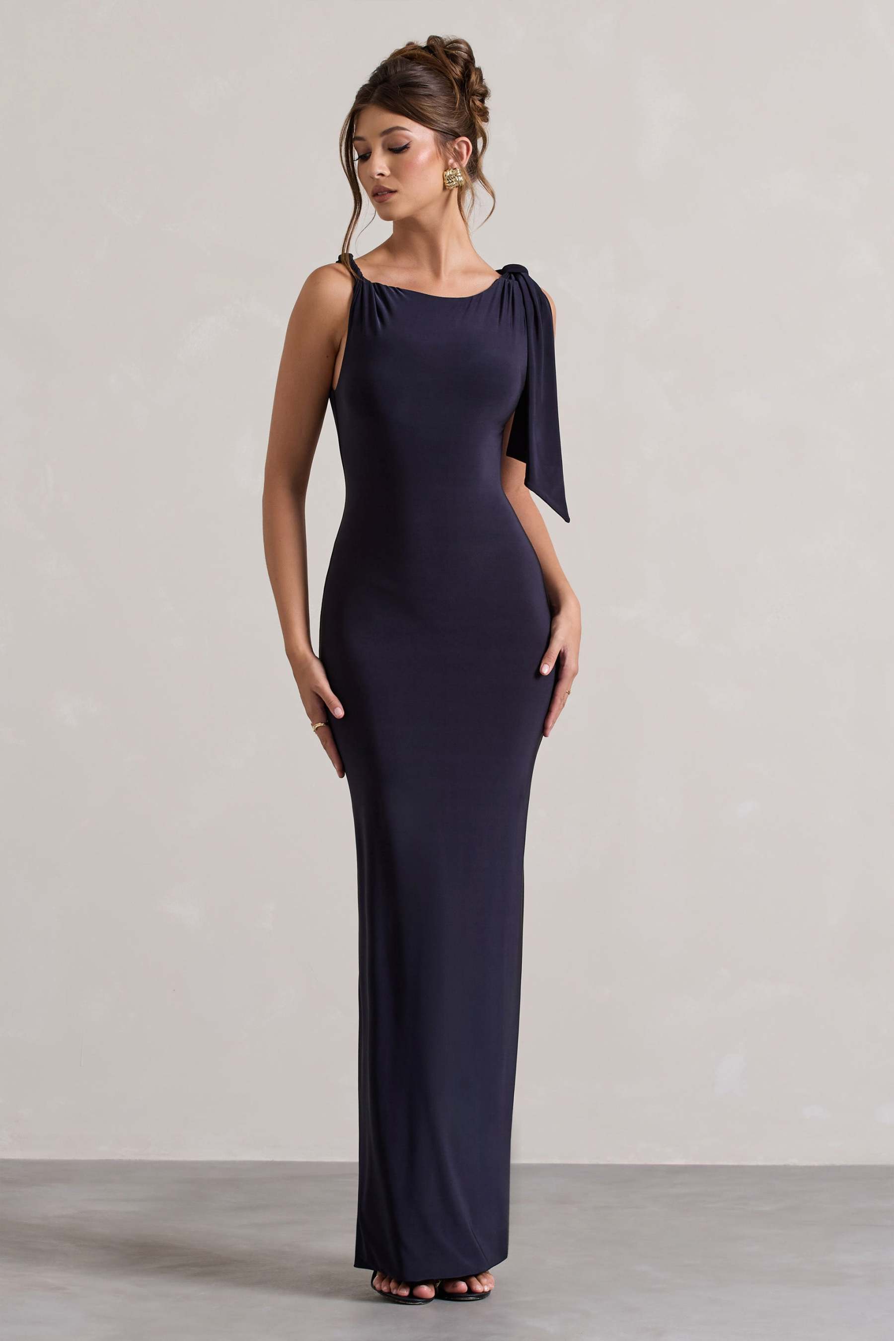Navy Twisted Knot Maxi Dress