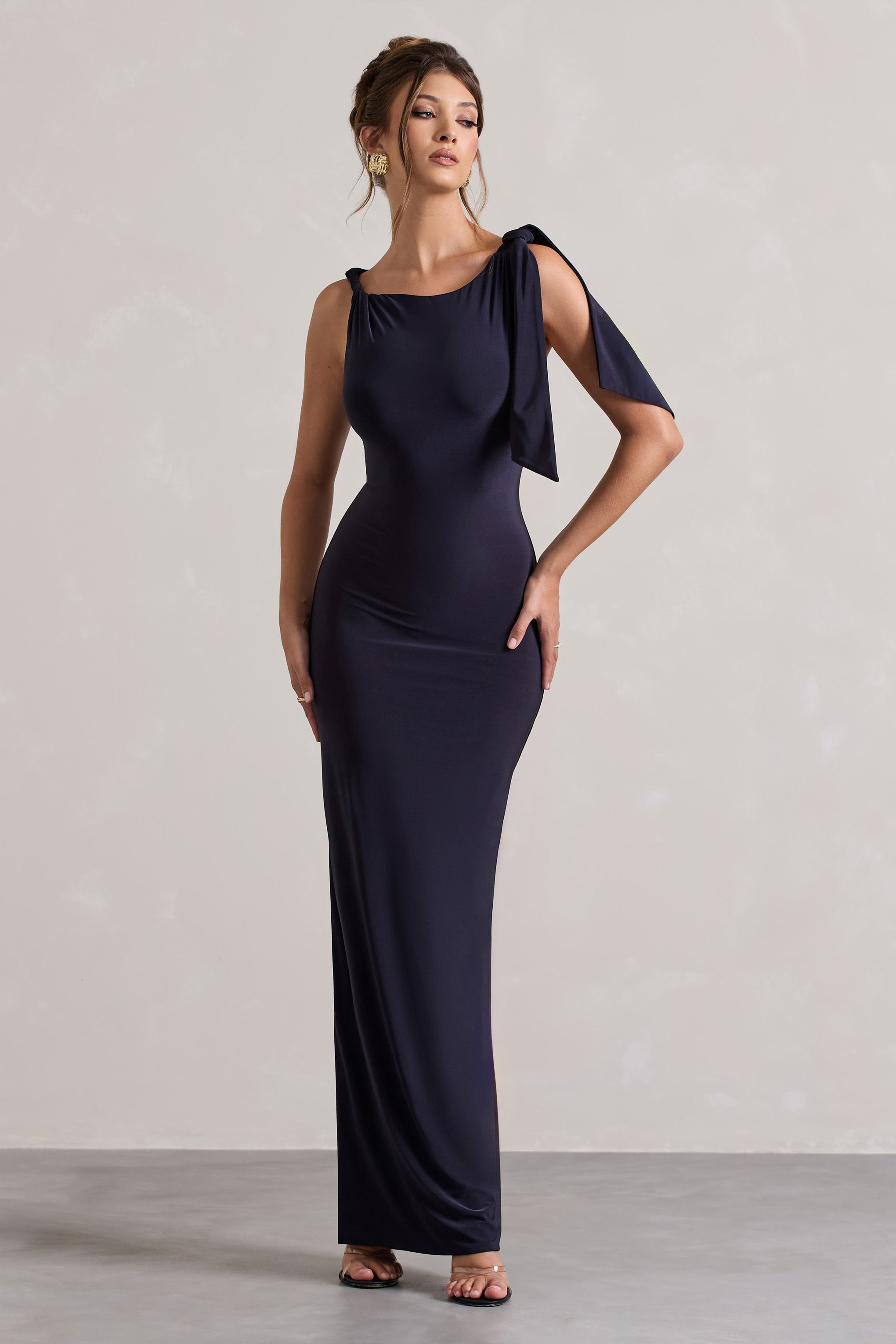 Navy Twisted Knot Maxi Dress