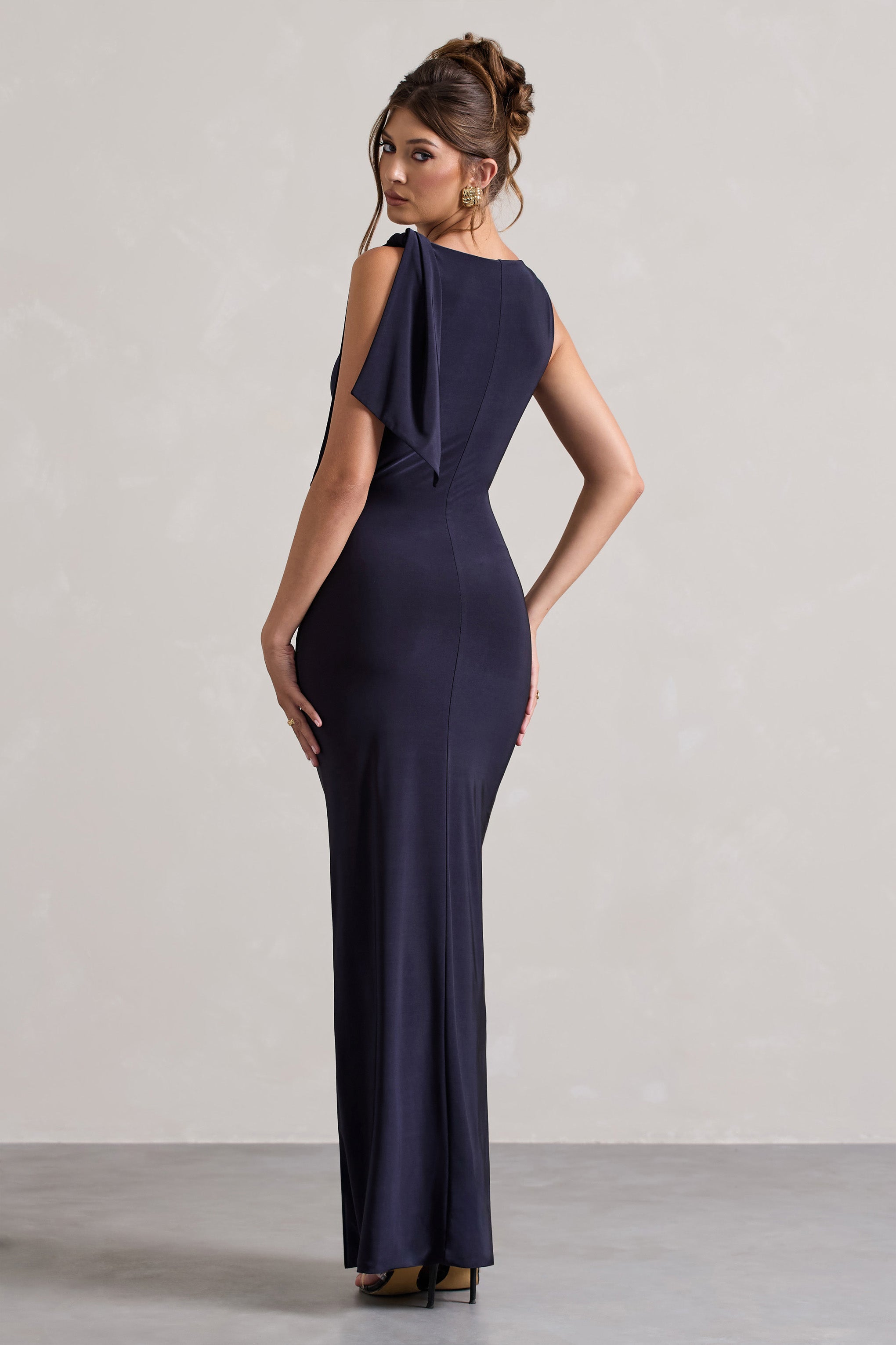 Navy Twisted Knot Maxi Dress