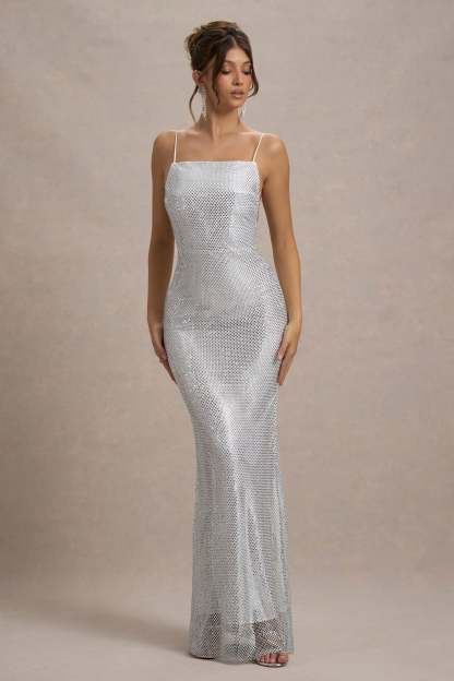 WB_CL135029013-QuartzSilverEmbellishedSquare-NeckOpen-BackMaxiDress1