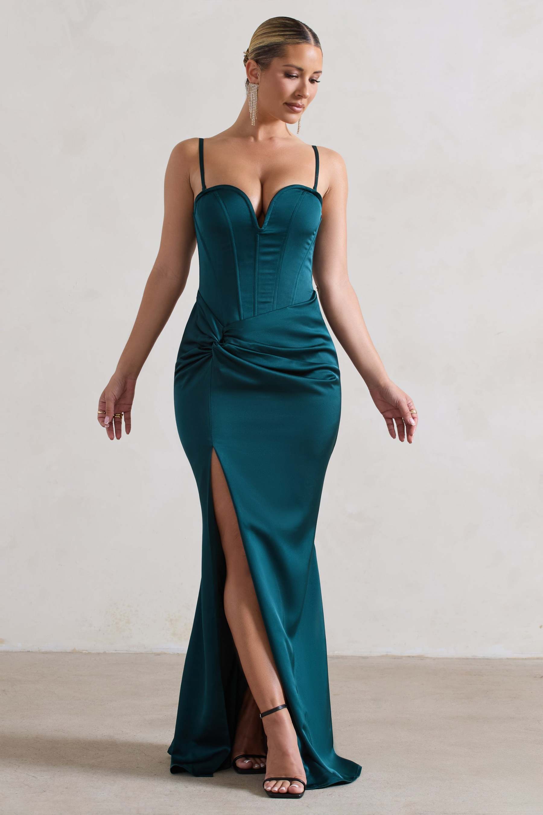WB_HR_CL129976102-ArdelleDarkGreenSatinCorsetedWrapMaxiDress0