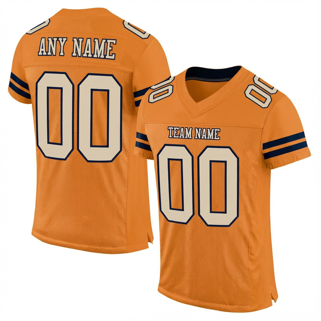 Custom Orange & Cream/Black Football Jersey