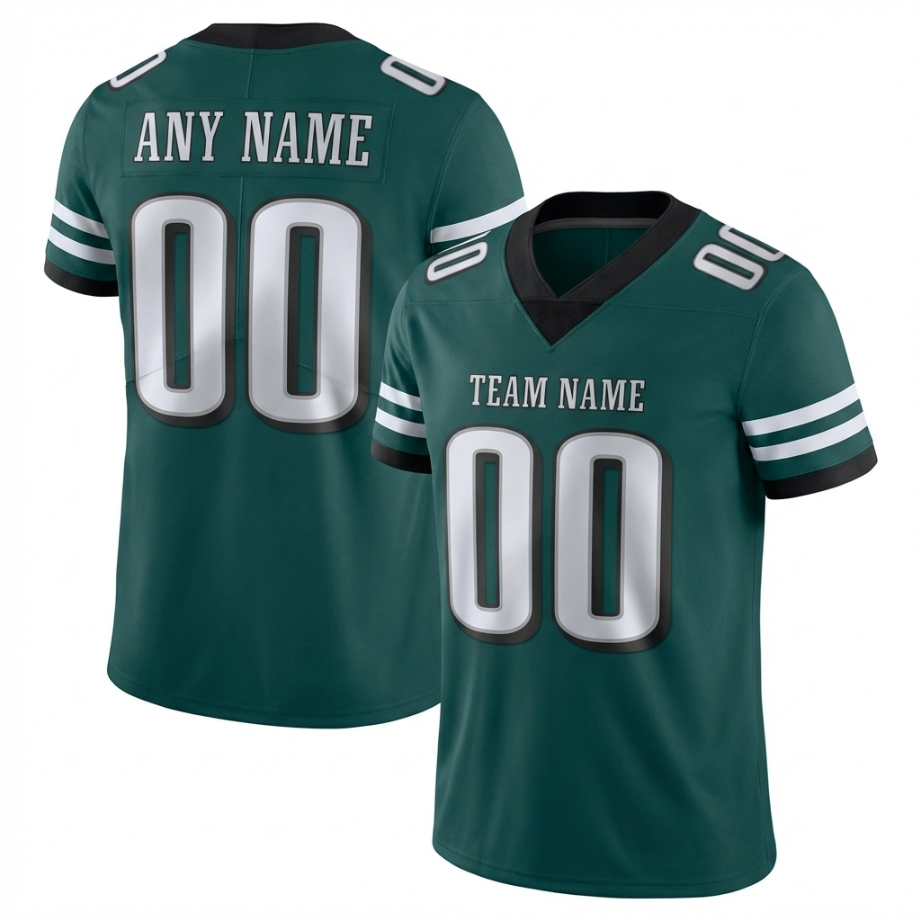 Custom Midnight Green & Sliver/Black Football Jersey