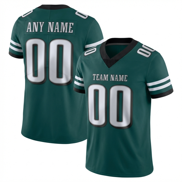 Custom Midnight Green & Sliver/Black Football Jersey