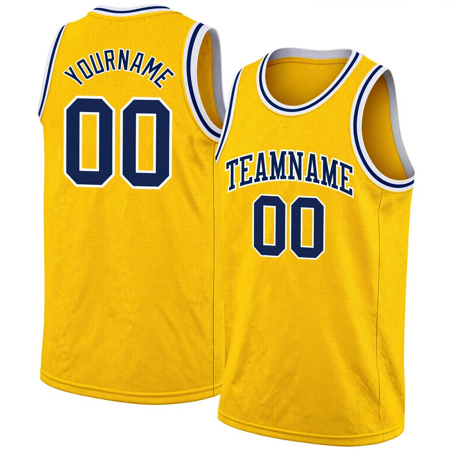 Custom Yellow & Navy/White Basketball City Edition Jersey