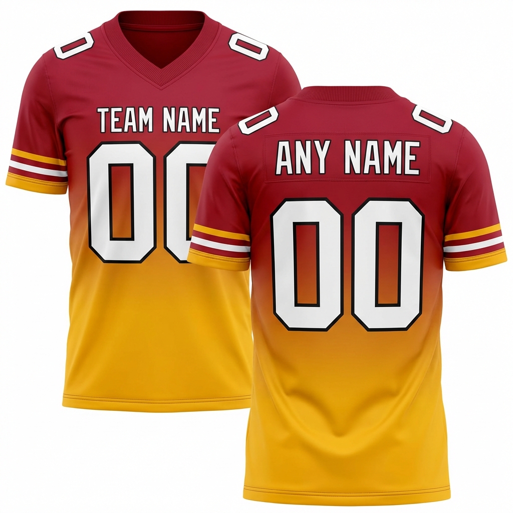 Custom Red & Yellow/White Fade Fashion Football Jersey