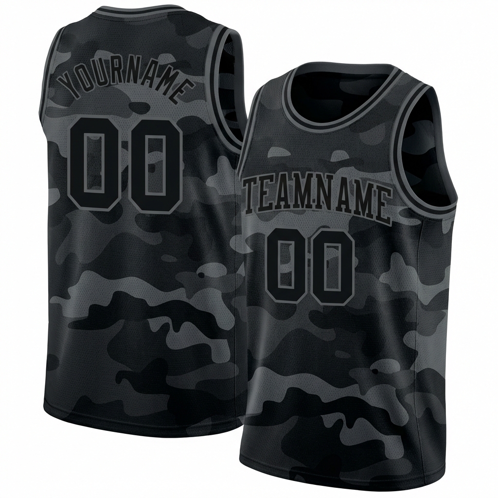 Custom Camo Black & Grey Salute To Service Basketball City Edition Jersey