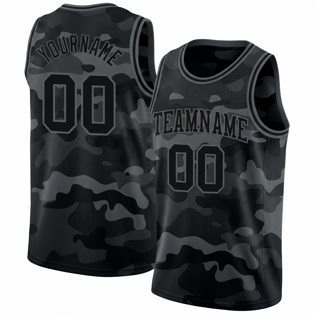 Custom Camo Black & Grey Salute To Service Basketball City Edition Jersey