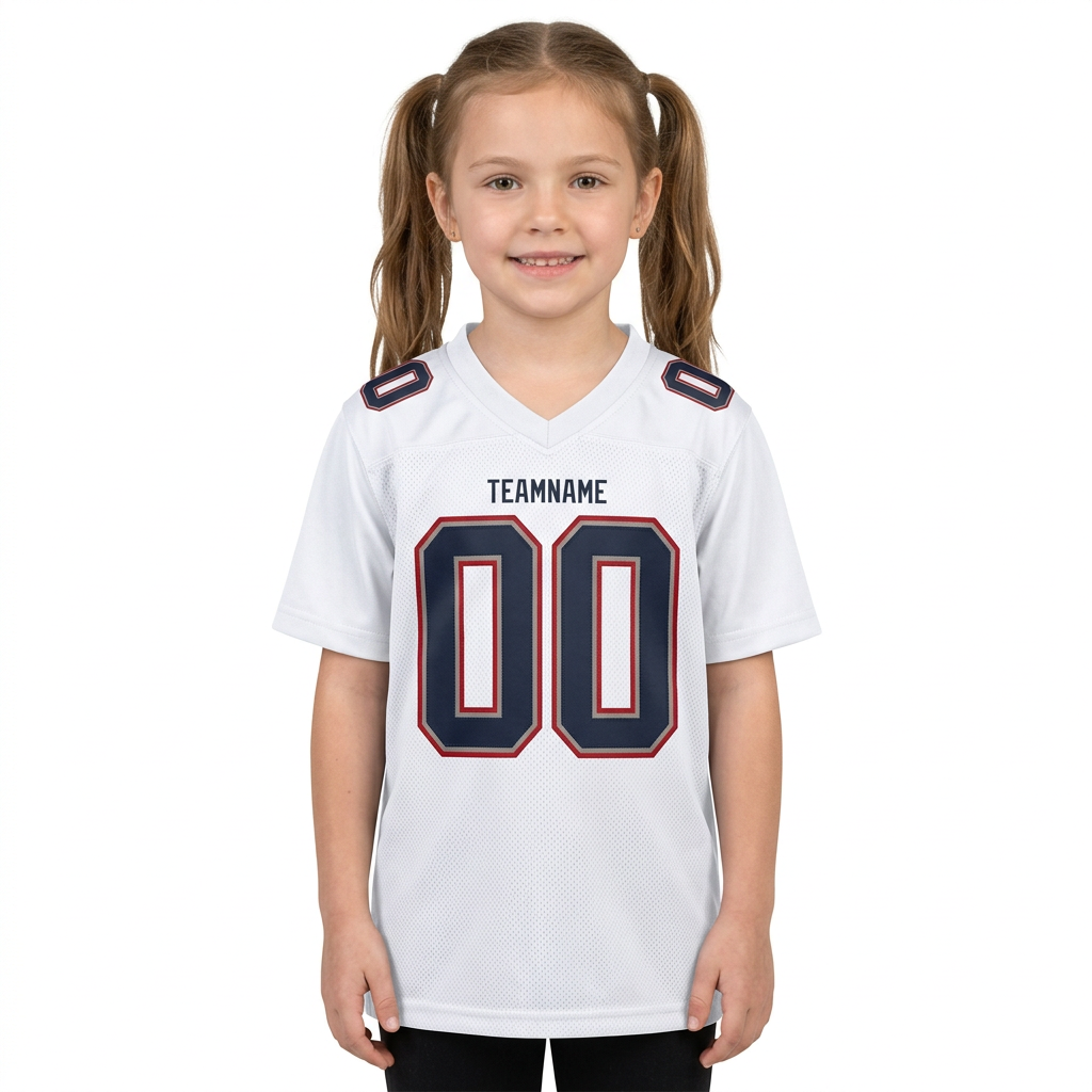 Custom White & Navy/Grey-Red Football Jersey