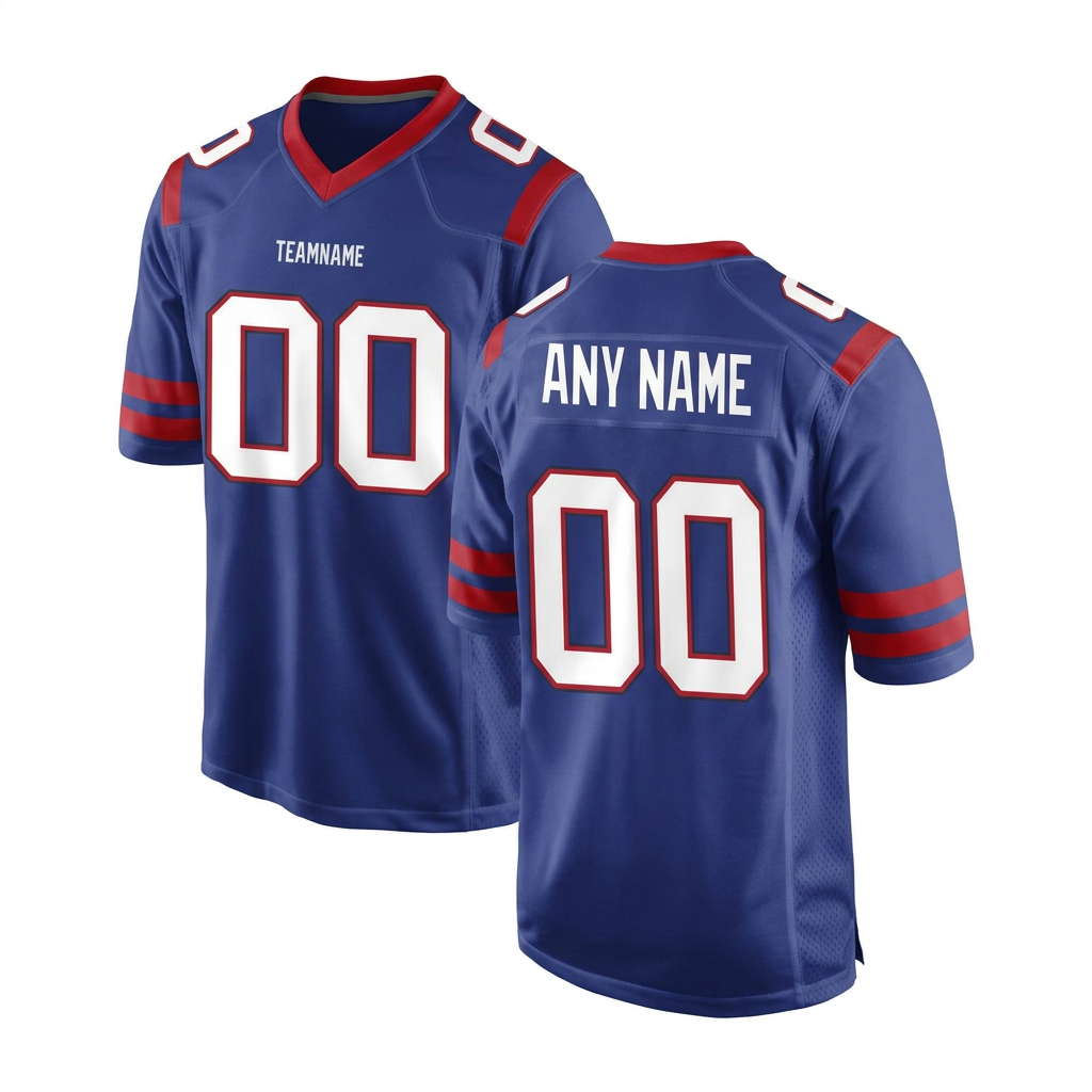 Custom Royal Blue & White/Red Football Jersey