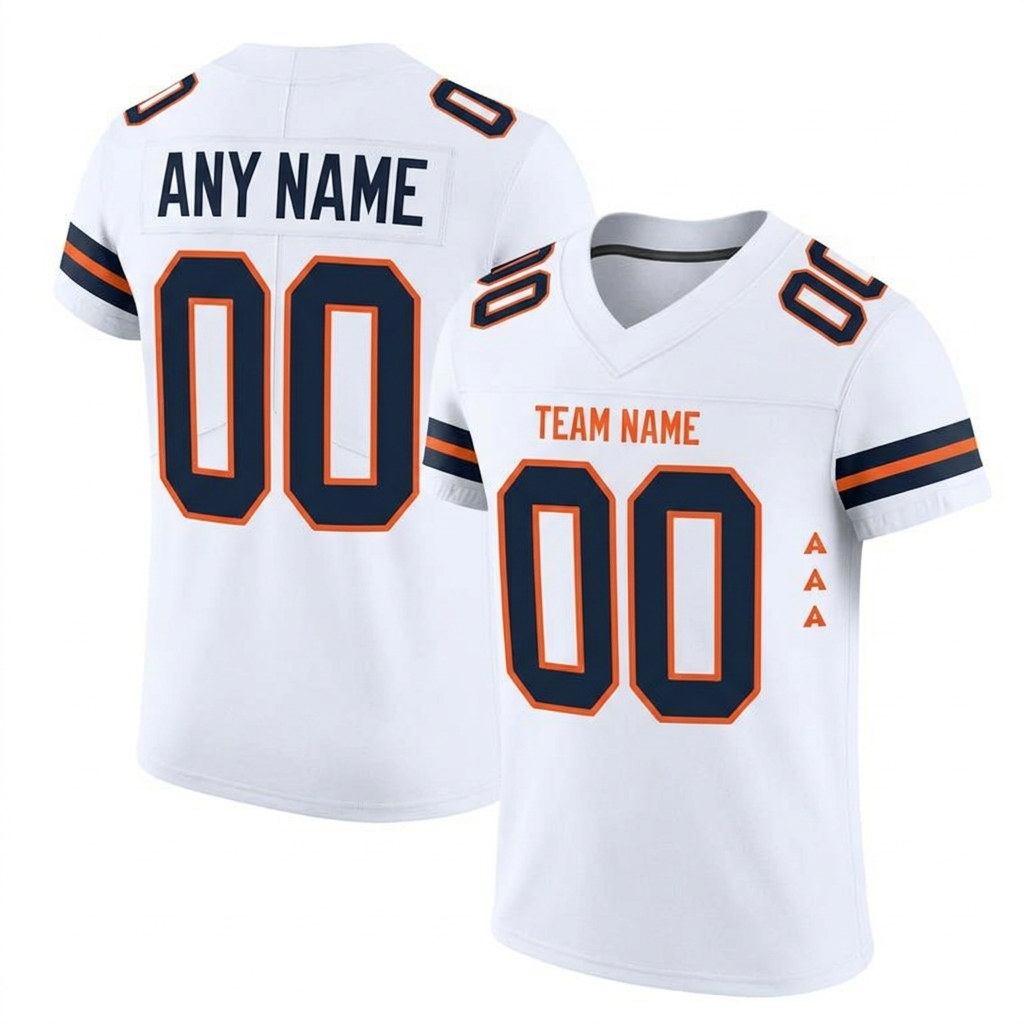 Custom White & Black/Orange Football Jersey