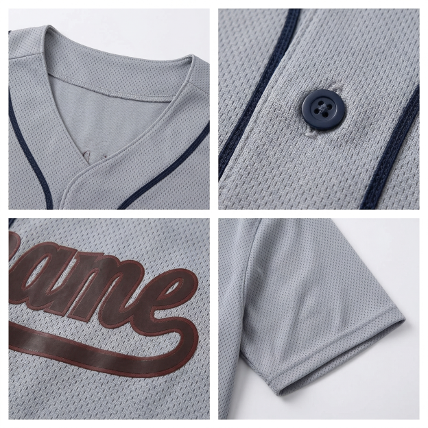 Custom Grey & Red/Black Classic Fashion Baseball Jersey