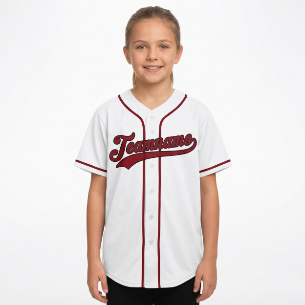 Custom White & Red/Black Classic Fashion Baseball Jersey