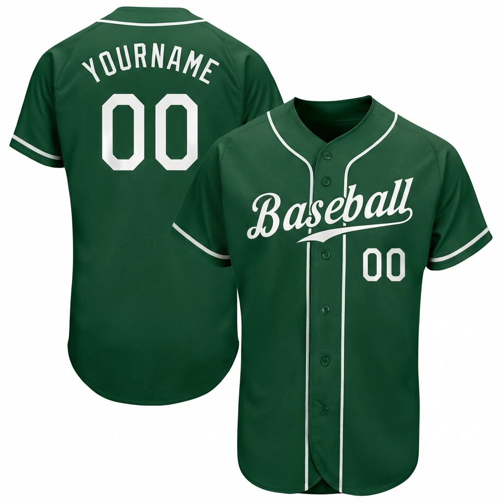 Custom Green & White Baseball Jersey