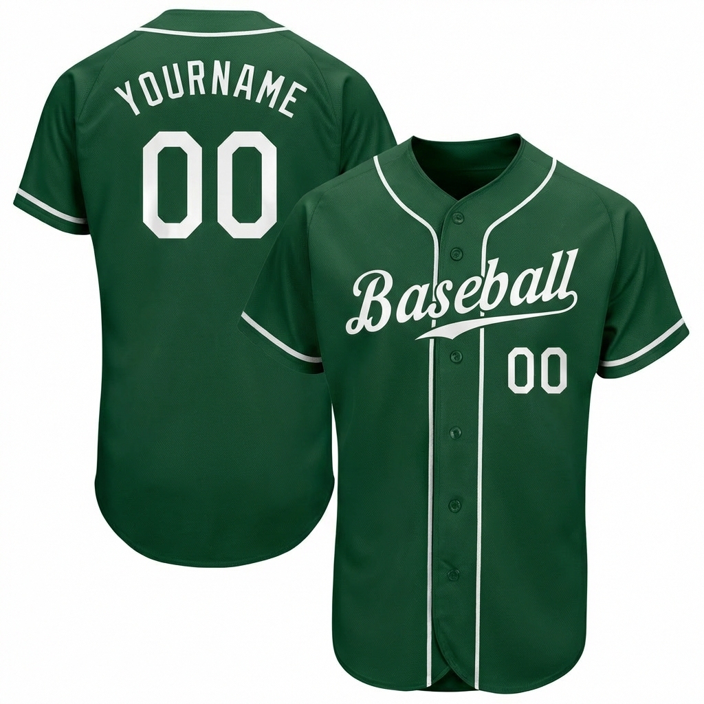 Custom Green & White Baseball Jersey