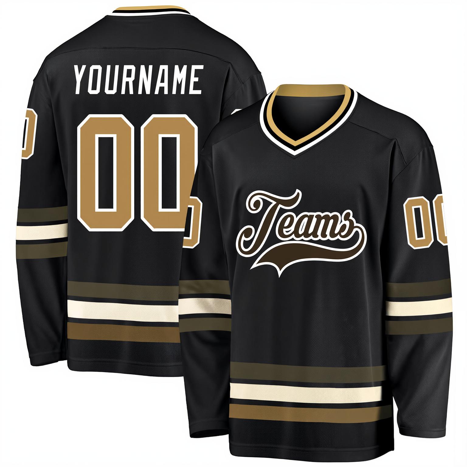 Custom Black & Brown/White Hockey Jersey