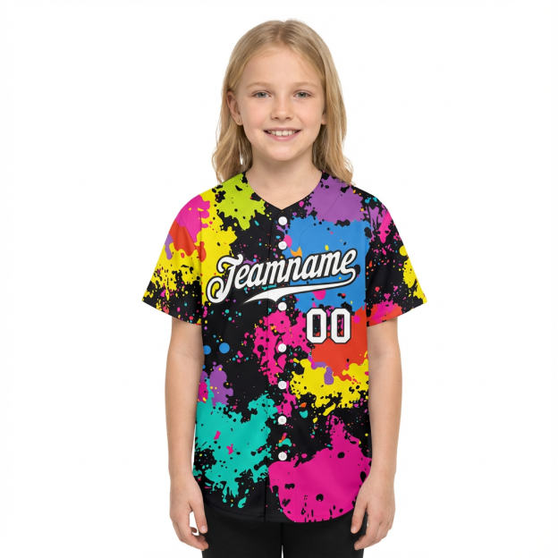 Custom Ink Splashes White&Black Baseball Jersey