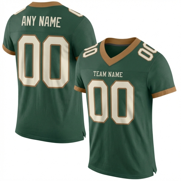 Custom Midnight Green & White/Gold Football Jersey