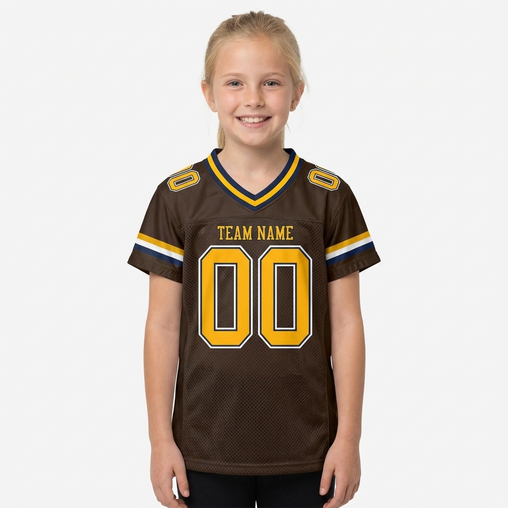 Custom Brown & Yellow/White Football Jersey
