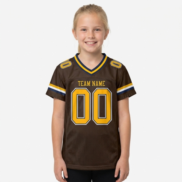 Custom Brown & Yellow/White Football Jersey
