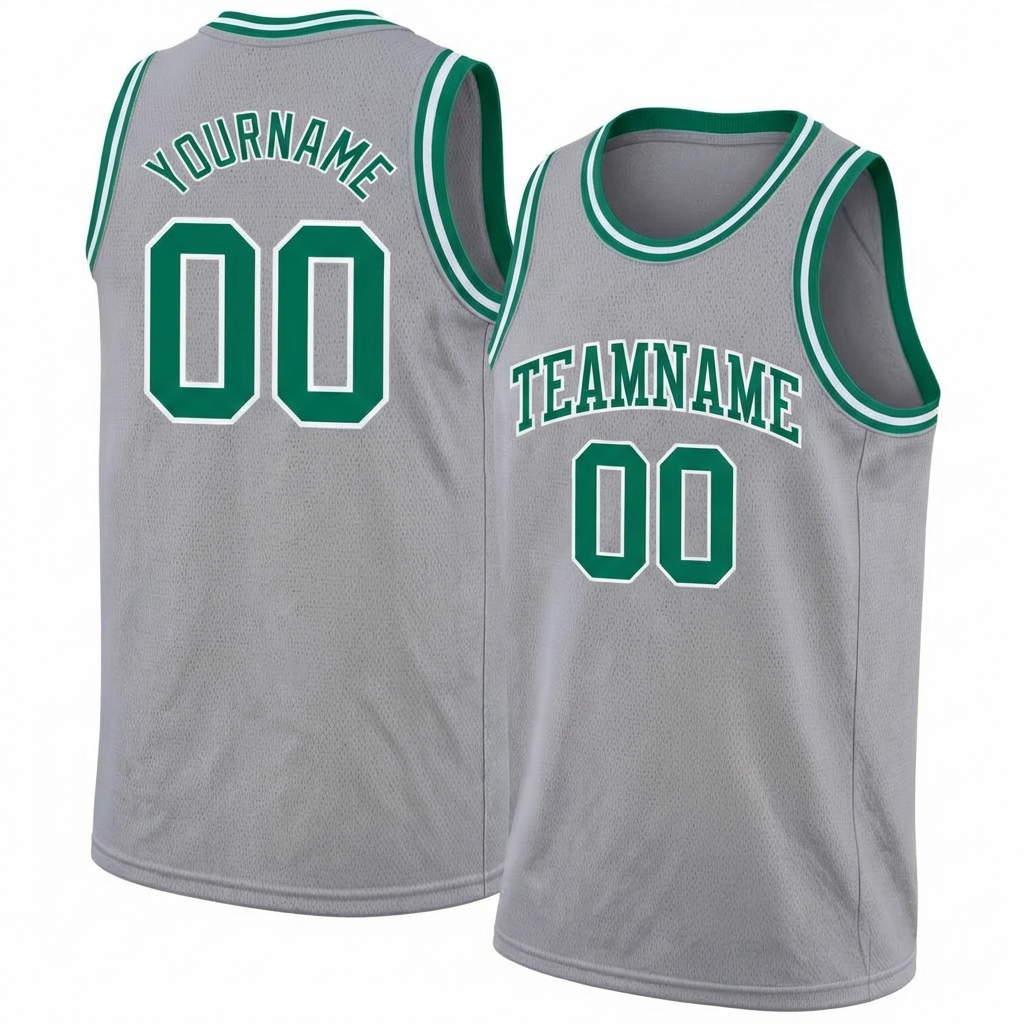 Custom Grey & Green/White Basketball City Edition Jersey