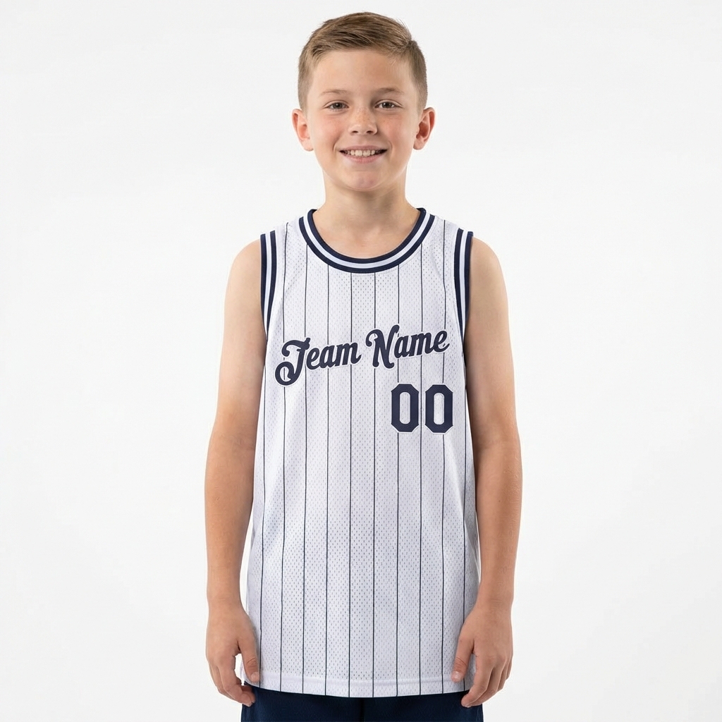 Custom White & Black Pinstripes Basketball City Edition Jersey