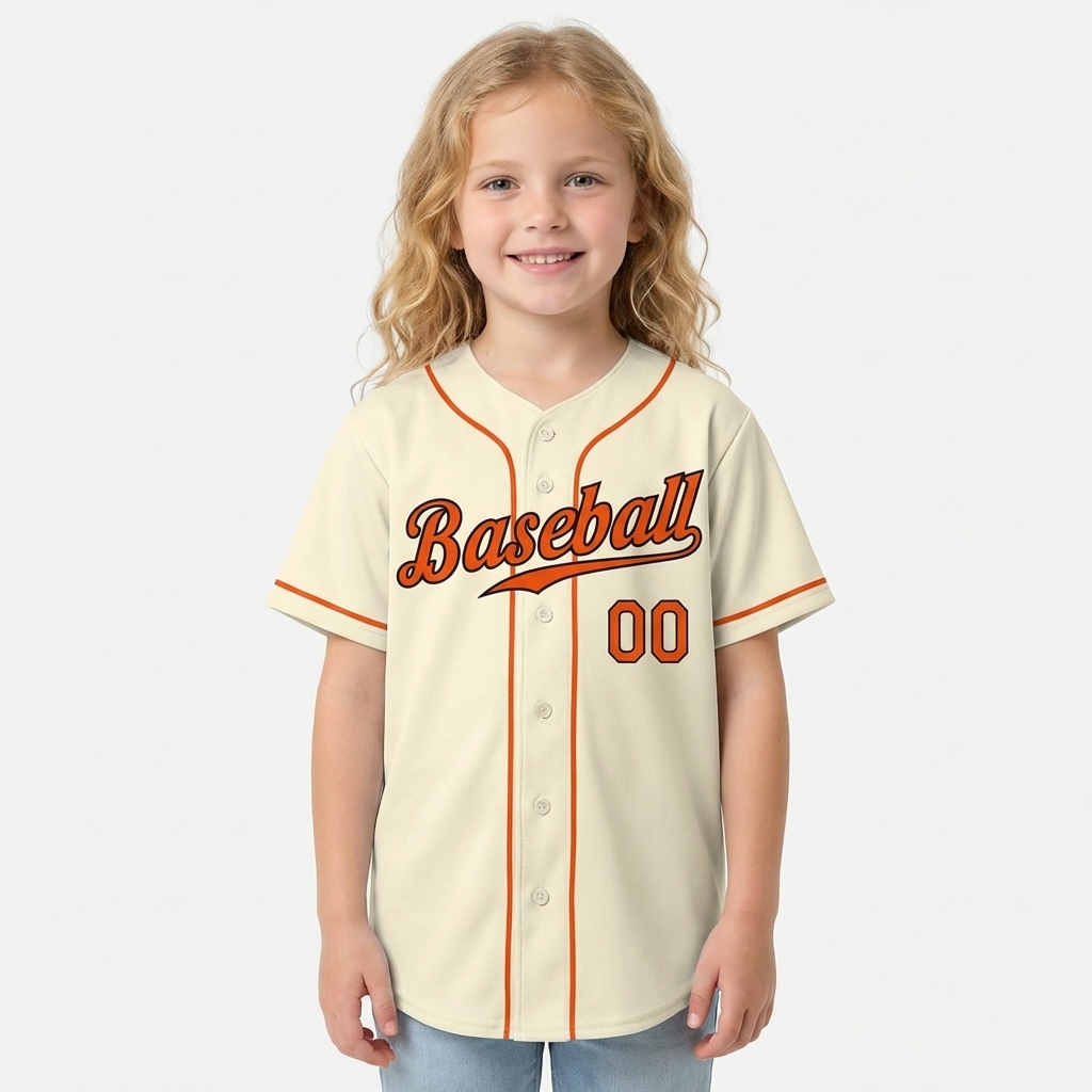 Custom Cream & Orange/Black Baseball Jersey