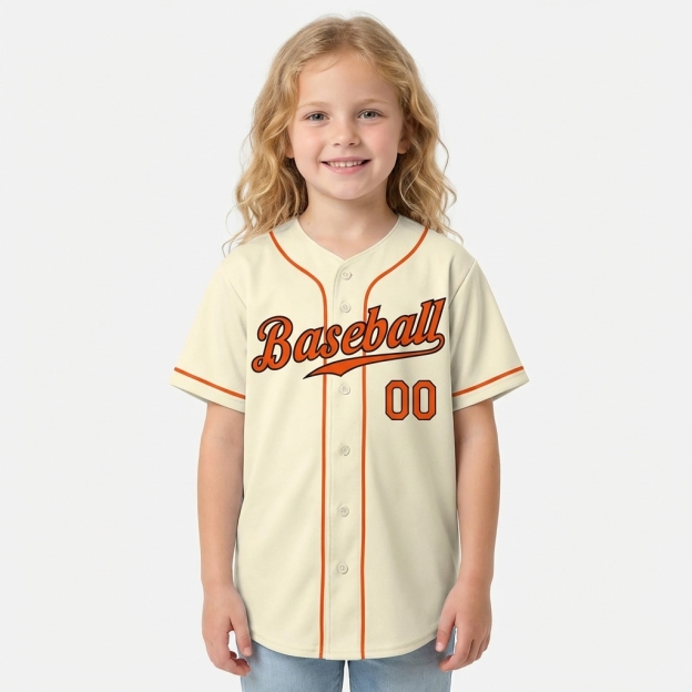 Custom Cream & Orange/Black Baseball Jersey
