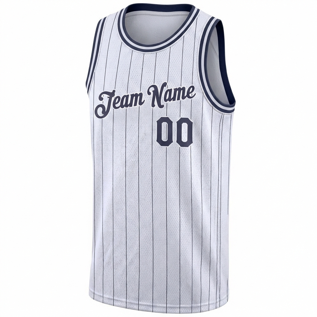 Custom White & Black Pinstripes Basketball City Edition Jersey