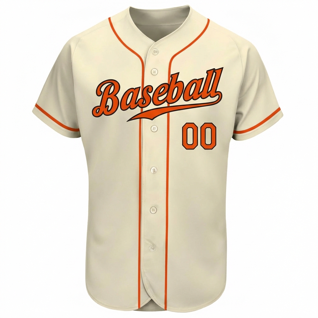 Custom Cream & Orange/Black Baseball Jersey