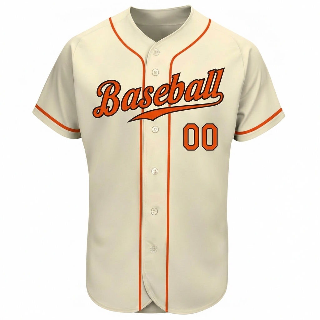 Custom Cream & Orange/Black Baseball Jersey