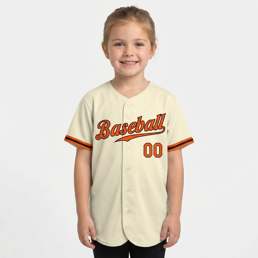 Custom Cream & Orange/Black Baseball Jersey