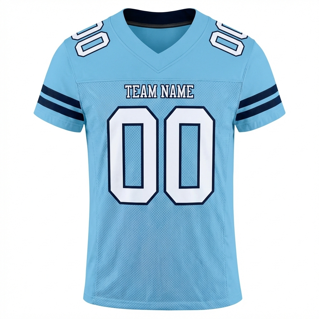 Custom Light Blue & White/Black Football Jersey