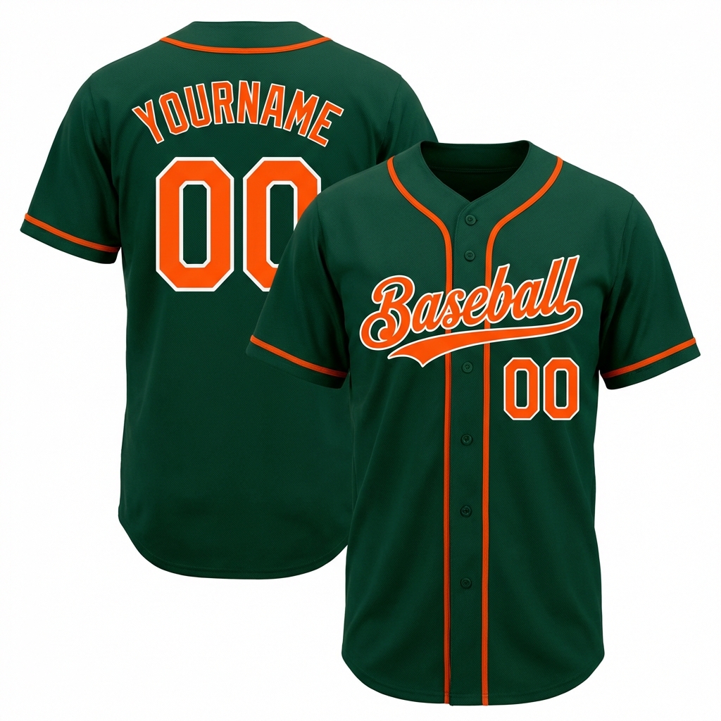 Custom Green & Orange/White Baseball Jersey