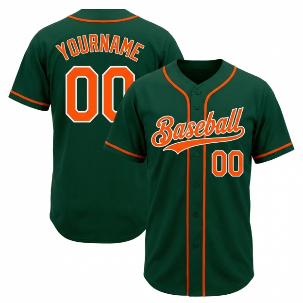 Custom Green & Orange/White Baseball Jersey