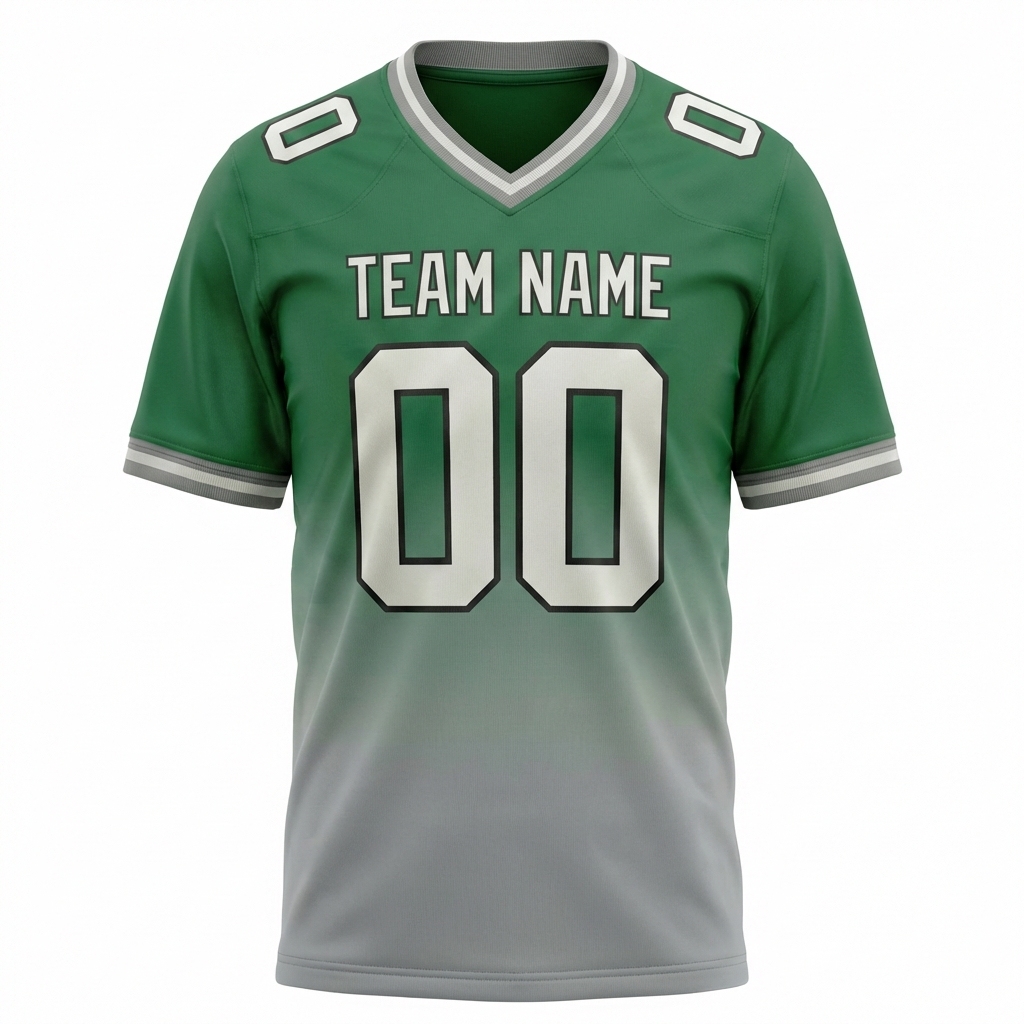 Custom Green & Grey/White Fade Fashion Football Jersey
