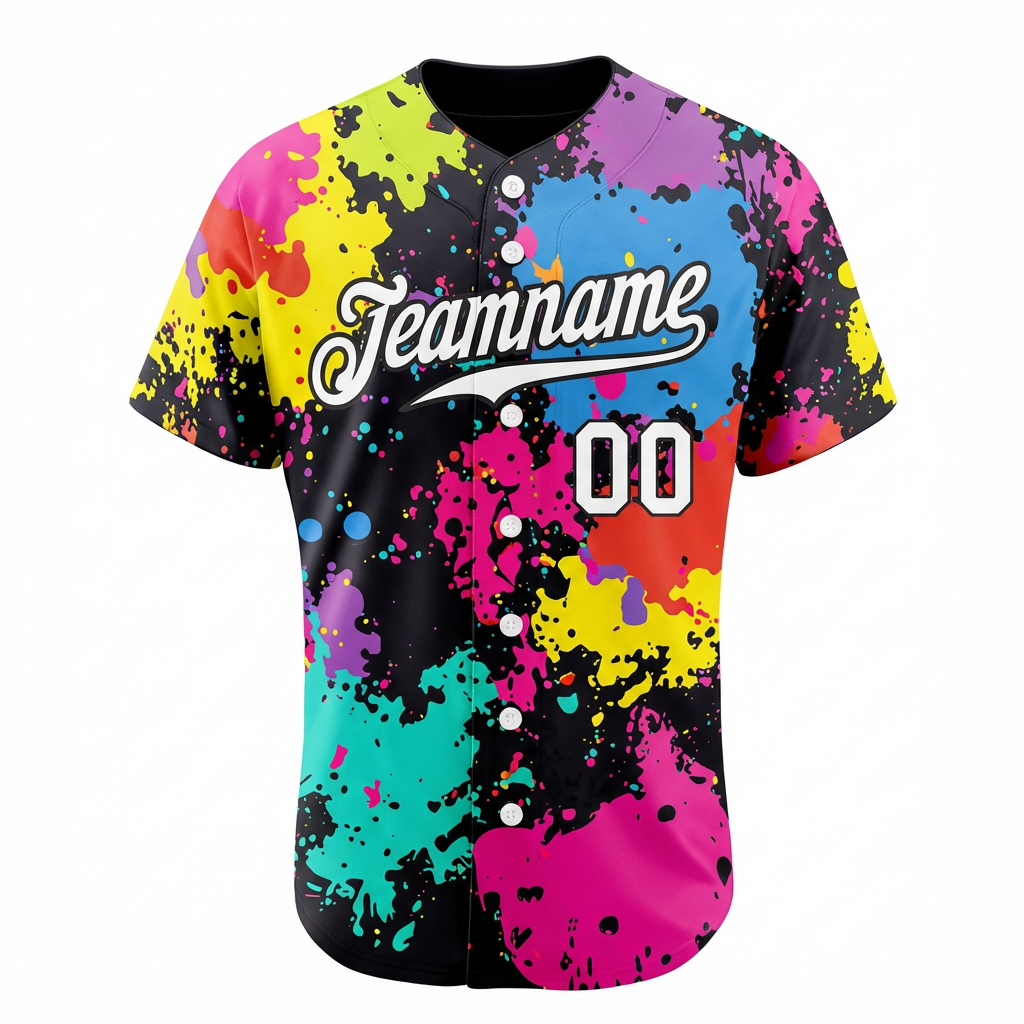 Custom Ink Splashes White&Black Baseball Jersey