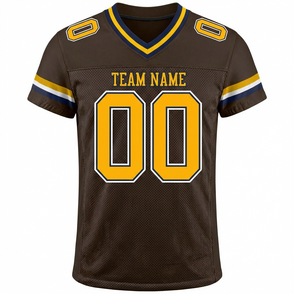 Custom Brown & Yellow/White Football Jersey