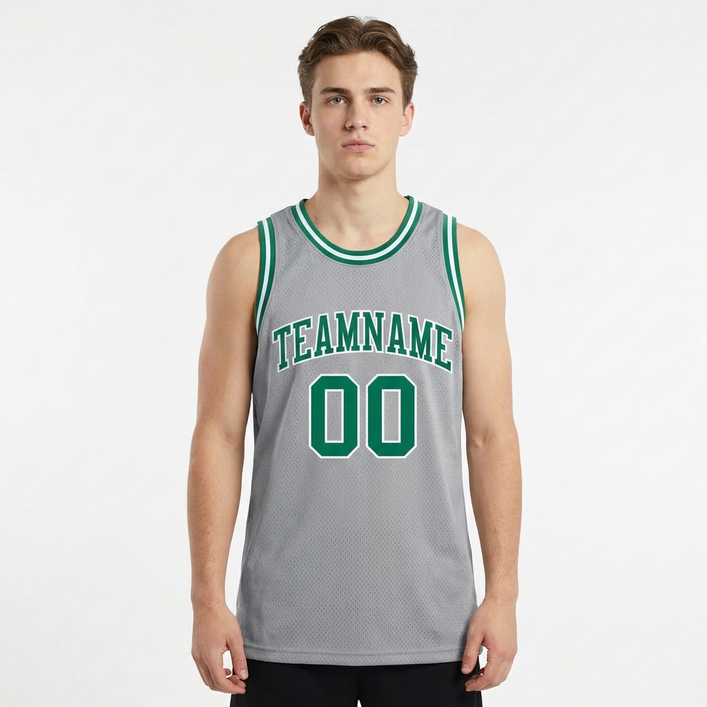 Custom Grey & Green/White Basketball City Edition Jersey