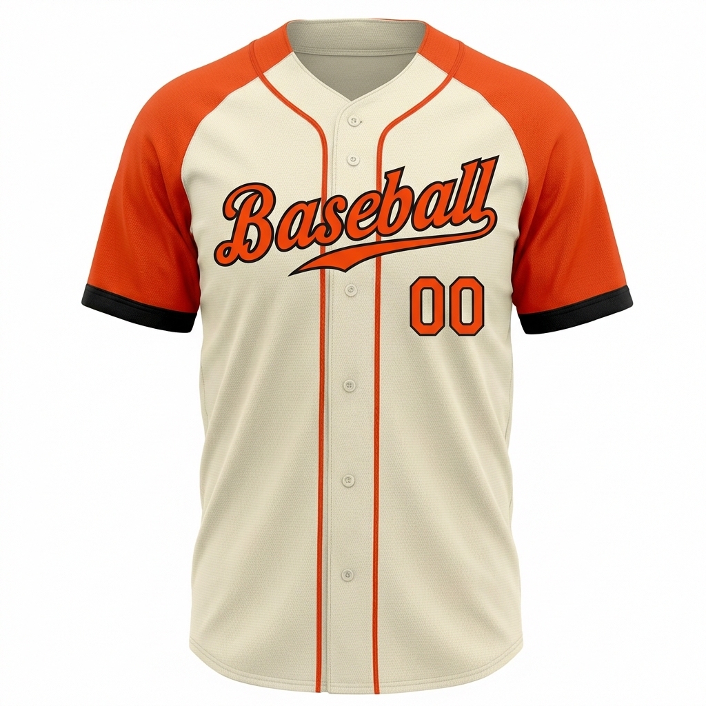 Custom Cream & Orange/Black Raglan Sleeves Baseball Jersey
