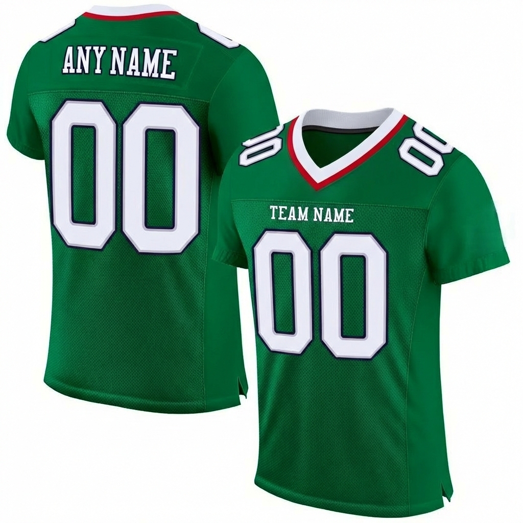 Custom Kelly Green & White/Black Football Jersey