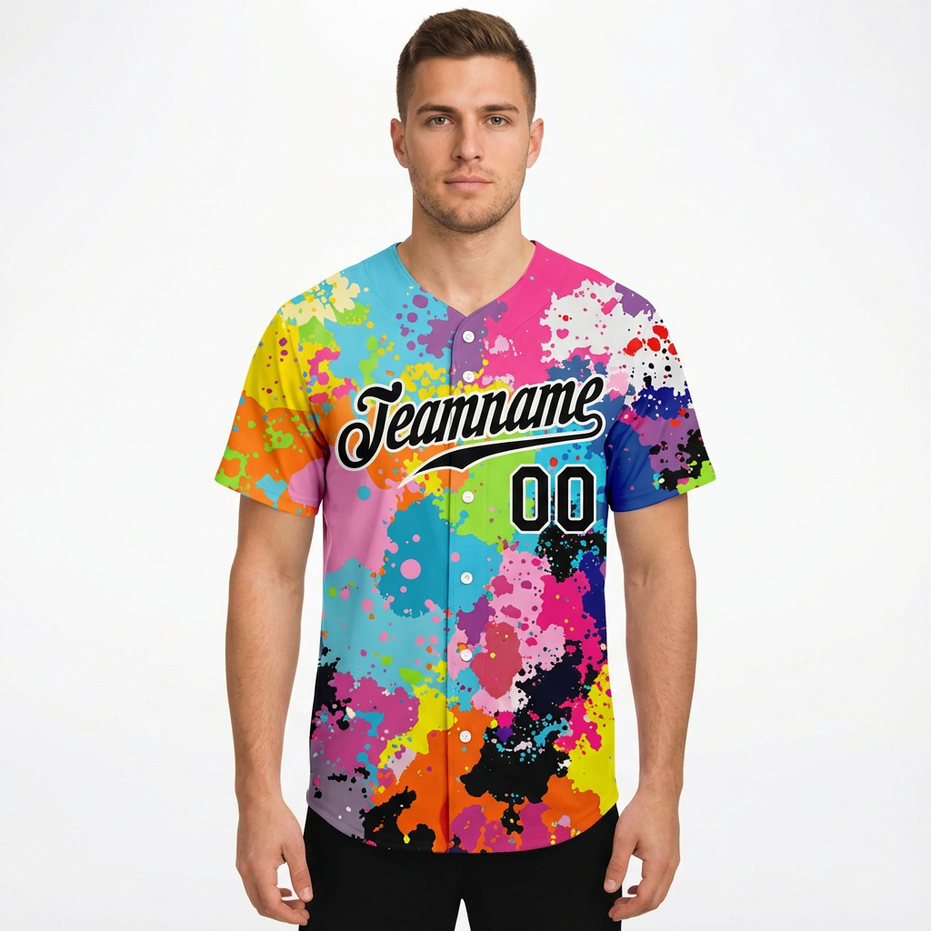 Custom Ink Splashes Black&White Baseball Jersey