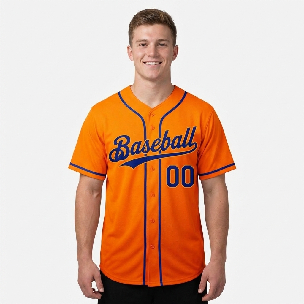 Custom Orange & Royal Gradient Baseball Jersey