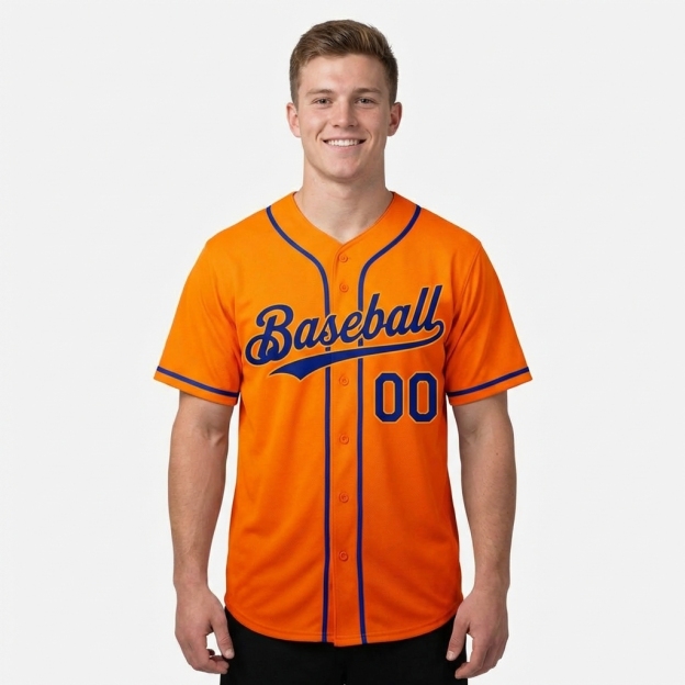 Custom Orange & Royal Gradient Baseball Jersey