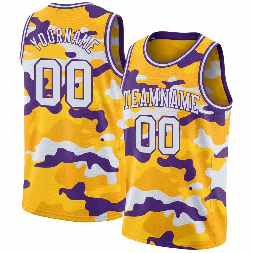 Custom Camo White & Purple Salute To Service Basketball City Edition Jersey