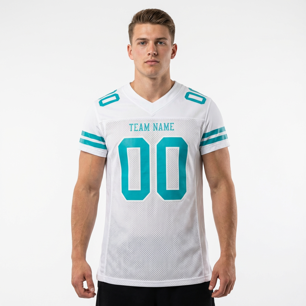 Custom White & Aqua Football Jersey