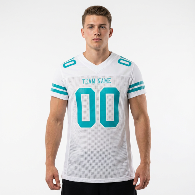 Custom White & Aqua Football Jersey