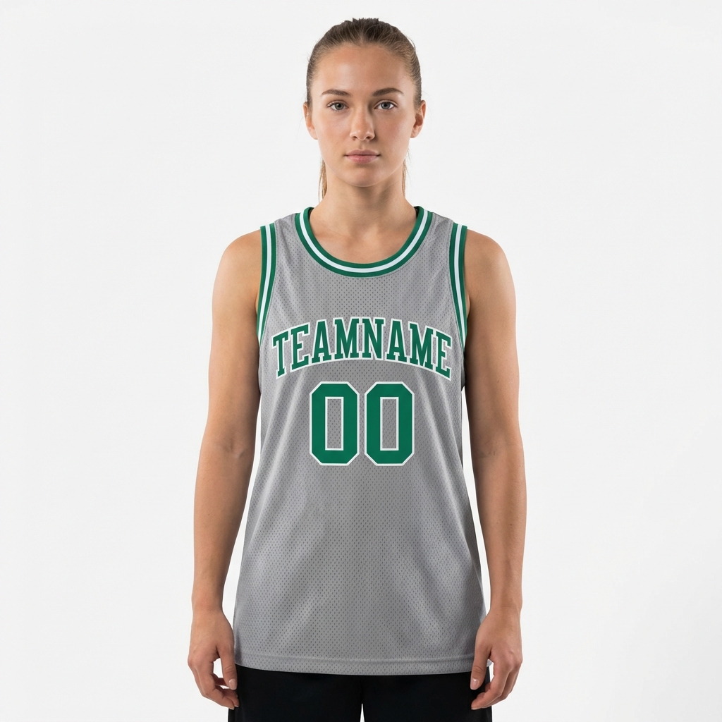 Custom Grey & Green/White Basketball City Edition Jersey
