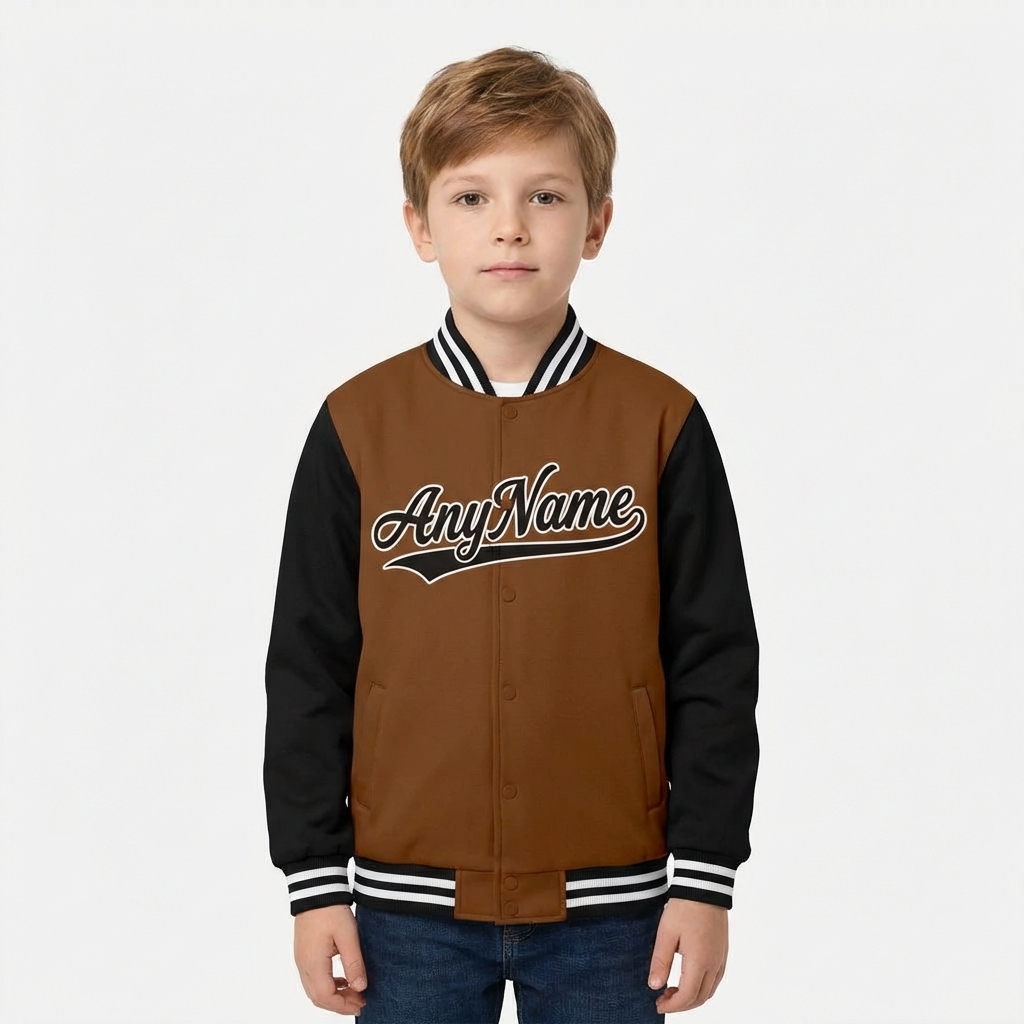 Custom Brown & Black/White Raglan Sleeves Full-Snap Fleece Jacket