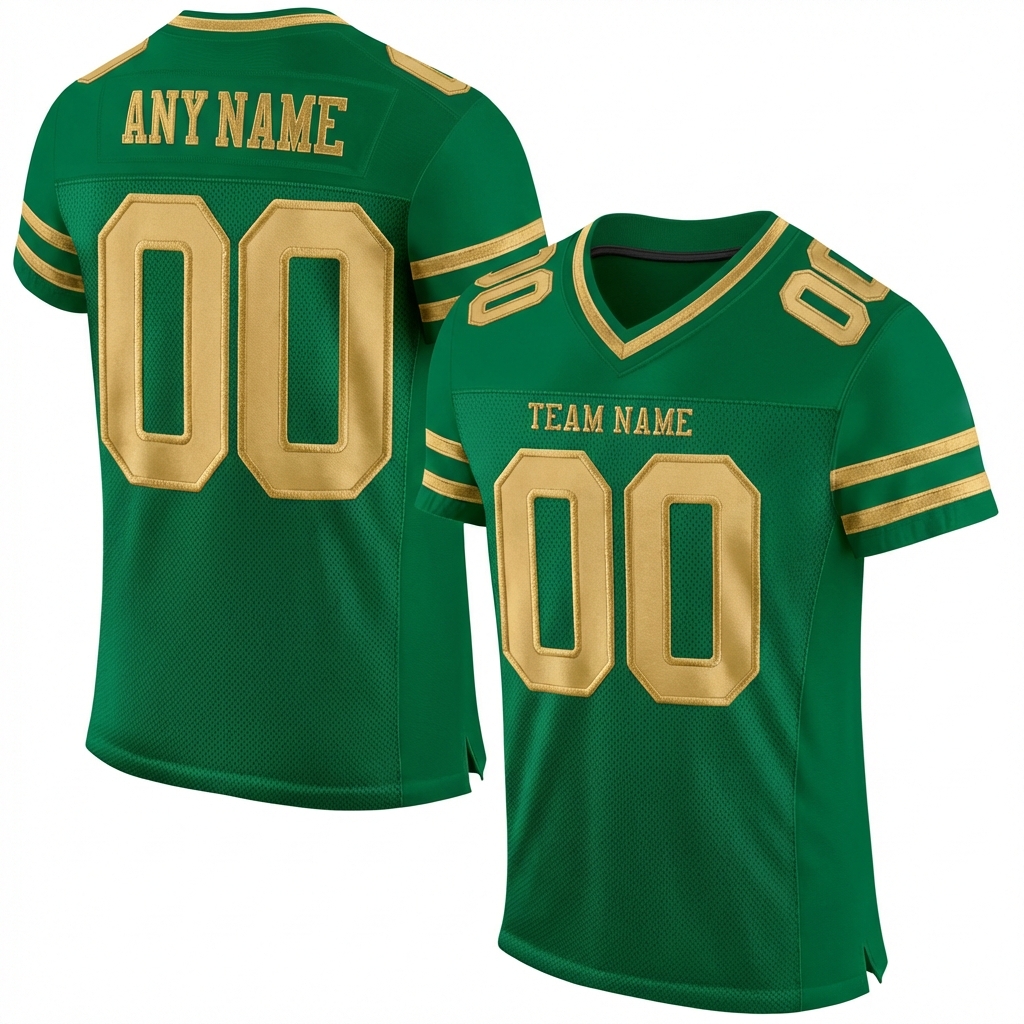 Custom Kelly Green & Gold Football Jersey